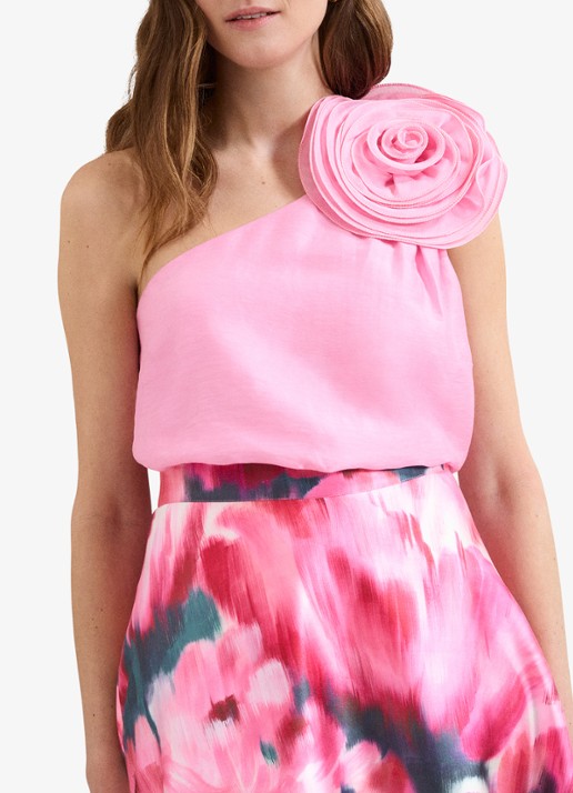 Phase Eight Angelina top in linnenblend met asymmetrische hals