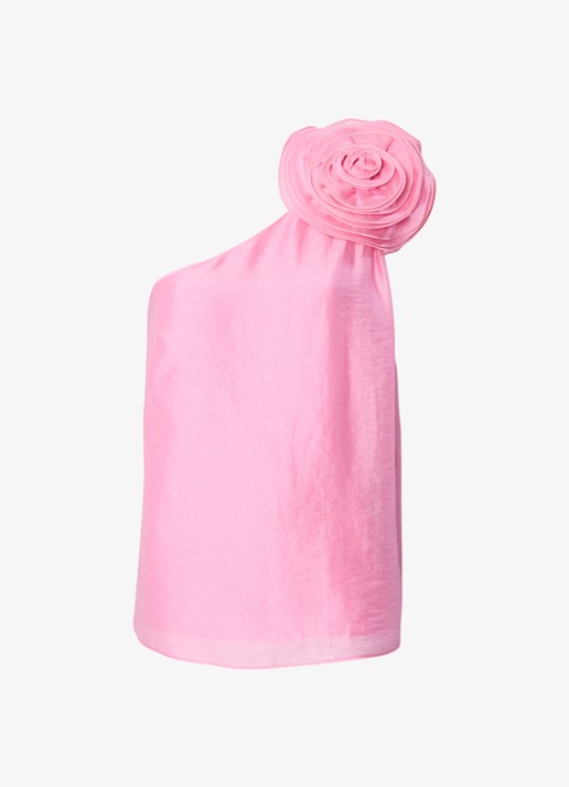 Phase Eight Angelina top in linnenblend met asymmetrische hals - voorkant 2 roze