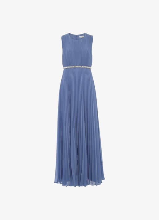 Phase Eight Anora midi jurk met plooien - voorkant 2 blauw