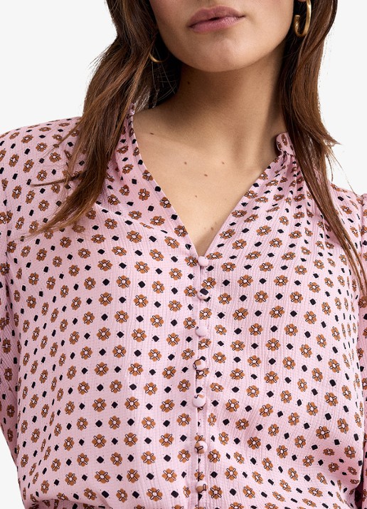 Phase Eight Arabella blouse met V-hals en grafische print - detail 2 oudroze