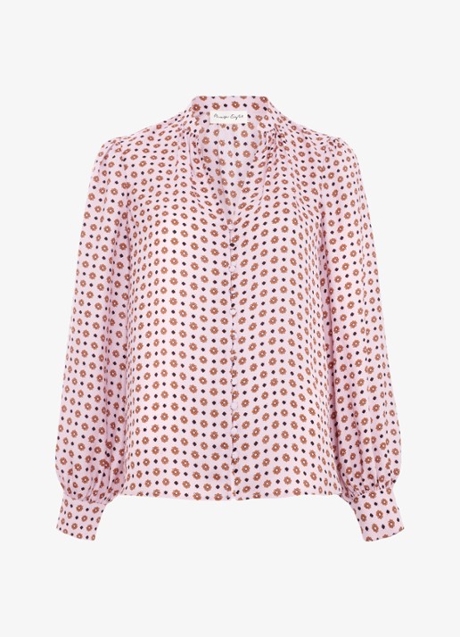 Phase Eight Arabella blouse met V-hals en grafische print - voorkant 6 oudroze