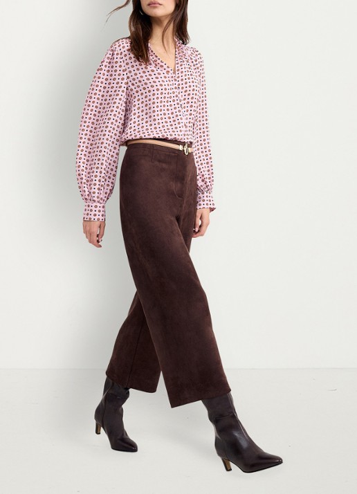 Phase Eight Arabella blouse met V-hals en grafische print - voorkant 7 oudroze