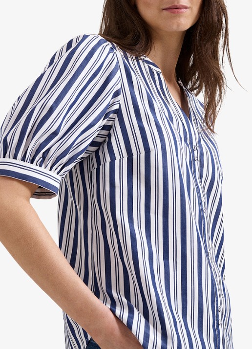 Phase Eight Ariana blouse met streepprint en pofmouw - detail 6 donkerblauw