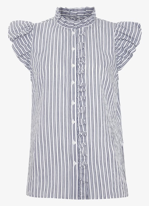 Phase Eight Ariana top met streepprint - voorkant 6 donkerblauw