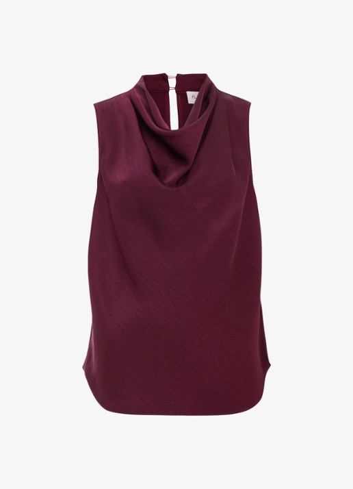 Phase Eight Arwen mouwloze top met watervalhals - voorkant 5 aubergine