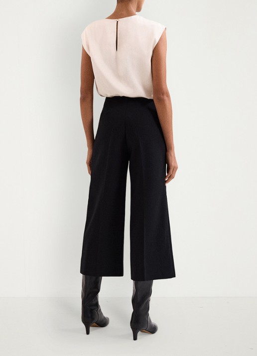 Phase Eight Aubrielle cropped high waist wide fit culotte met steekzakken - achterkant zwart