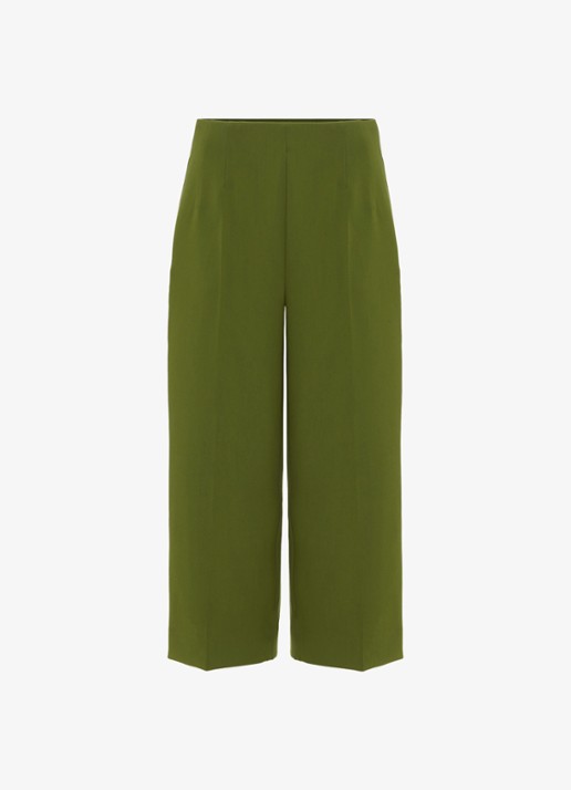Phase Eight Aubrielle high waist loose fit culotte met steekzakken - voorkant donkergroen
