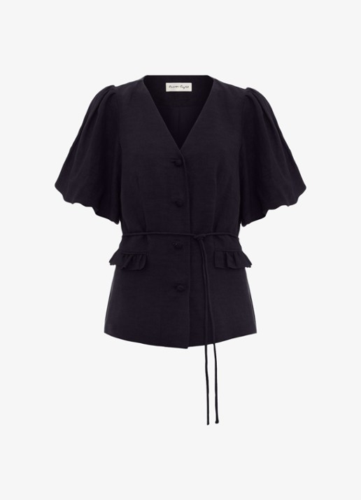 Phase Eight Audrey blouse in linnenblend - voorkant 7 blauw