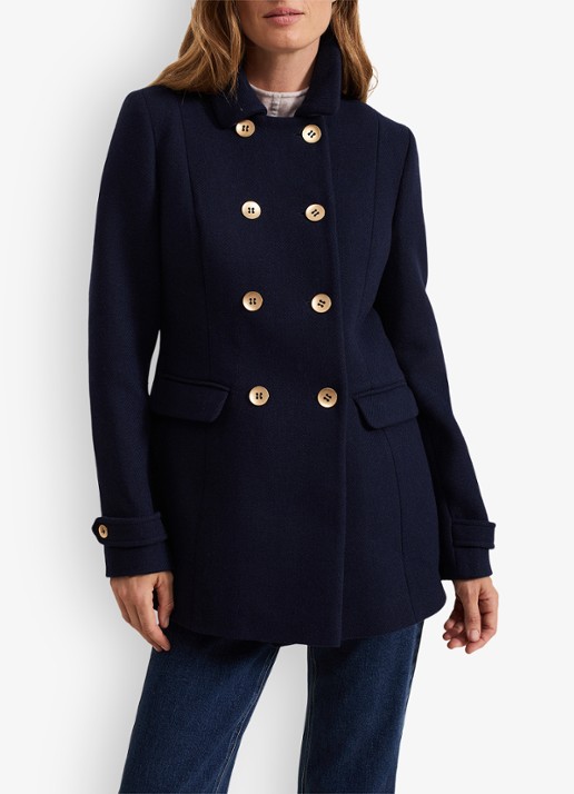 Phase Eight Aurelie Wool Peacoat - voorkant 8 donkerblauw