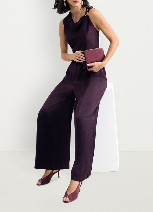 Phase Eight Avril wide leg jumpsuit met asymmetrische halslijn - detail 5 paars