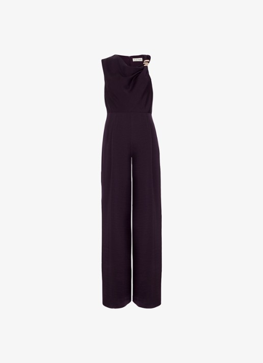 Phase Eight Avril wide leg jumpsuit met asymmetrische halslijn - voorkant 7 paars