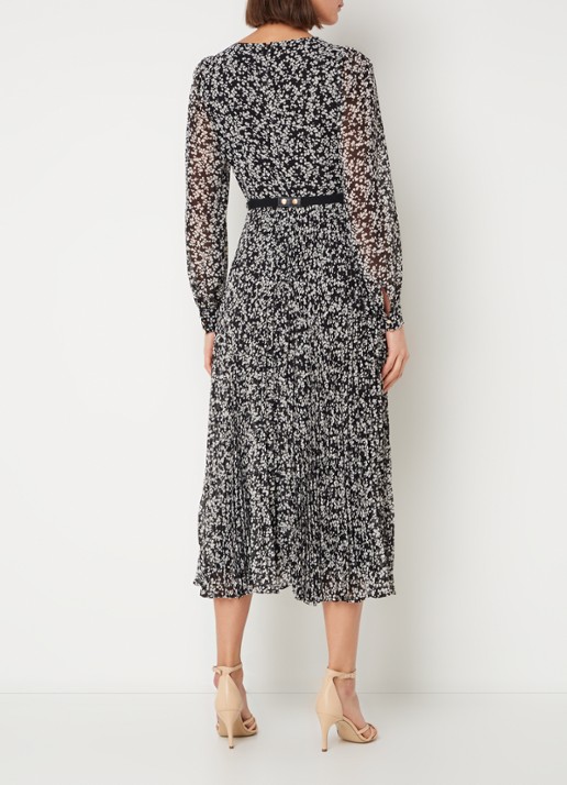 Phase Eight Ayana midi tuniekjurk met bloemenprint en ceintuur  - achterkant zwart
