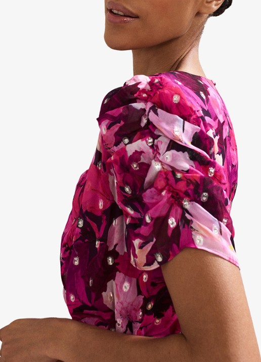 Phase Eight Azalea midi jurk met bloemenprint - detail 5 roze