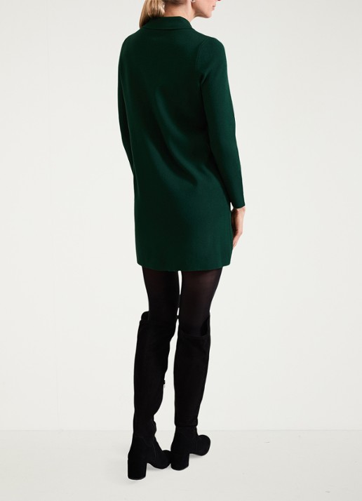 Phase Eight Azealia ribgebreide mini jurk met stretch - achterkant donkergroen