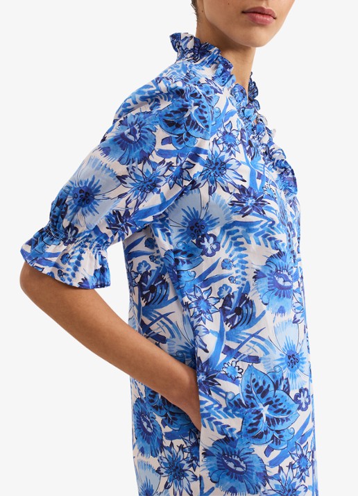 Phase Eight Azelia mini tuniekjurk met bloemenprint - detail 3 blauw