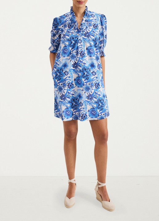 Phase Eight Azelia mini tuniekjurk met bloemenprint - voorkant 7 blauw