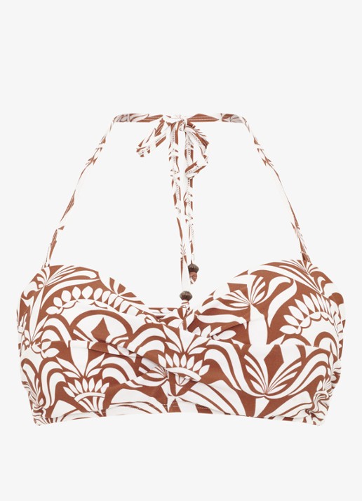 Phase Eight Bandeau bikinitop met afneembare bandjes en print - voorkant bruin