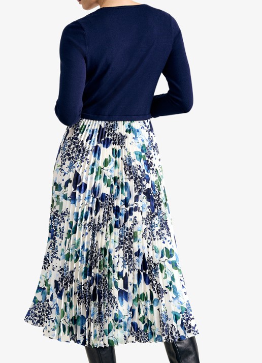 Phase Eight Beatrice midi jurk met bloemenprint - achterkant 6 blauw