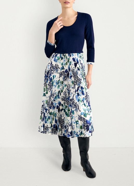 Phase Eight Beatrice midi jurk met bloemenprint - voorkant 8 blauw