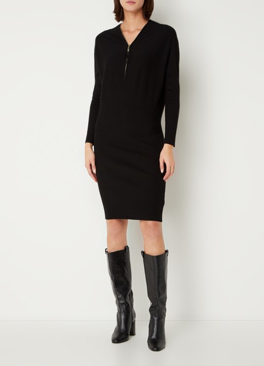 Phase Eight Becca fijngebreide midi jurk met halve rits