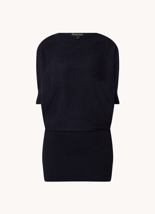 Phase Eight Becca fijngebreide mini jurk met vleermuismouw - voorkant 3 donkerblauw
