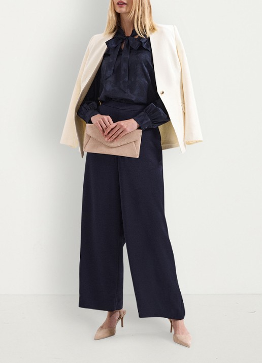 Phase Eight Beccy wide fit pantalon van satijn met steekzakken - detail 5 blauw