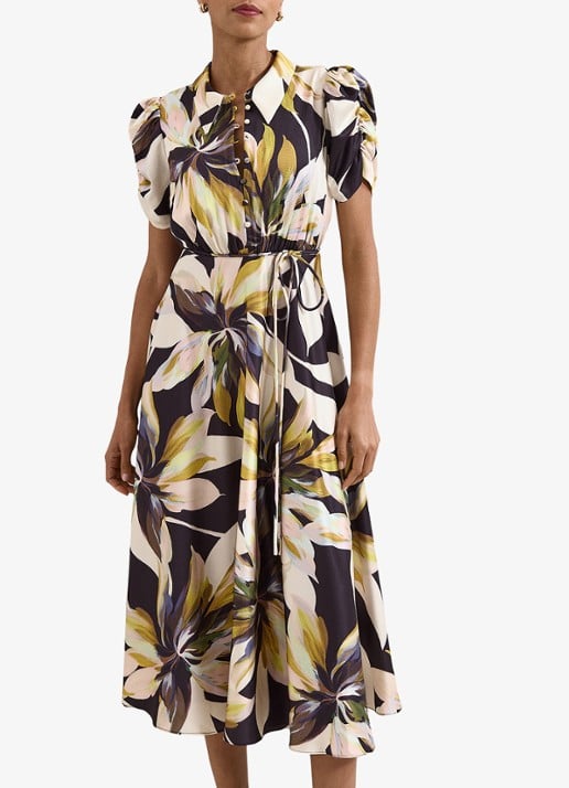 Phase Eight Bella midi blouse jurk met bloememprint