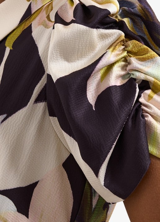 Phase Eight Bella midi blouse jurk met bloememprint - detail 6 zwart