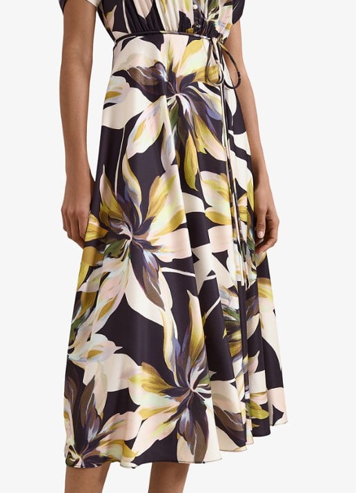Phase Eight Bella midi blouse jurk met bloememprint - detail 7 zwart
