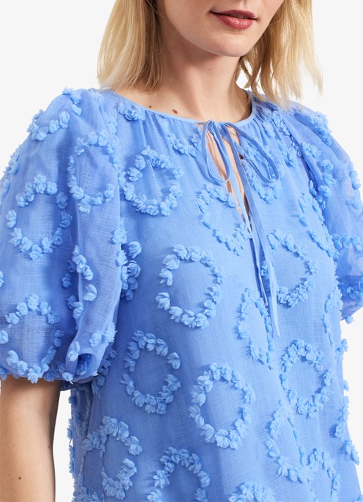 Phase Eight Bella midi jurk met strikkraag en structuur - detail 4 donkerblauw