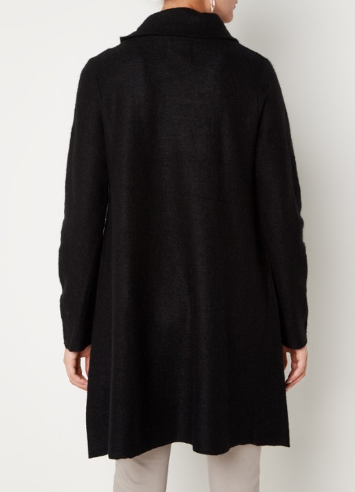 Phase Eight Bellona mantel in wolblend met steekzakken en stretch - achterkant 4 zwart