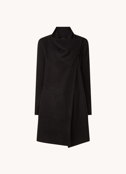 Phase Eight Bellona vest in wolblend met paspelzakken - voorkant zwart
