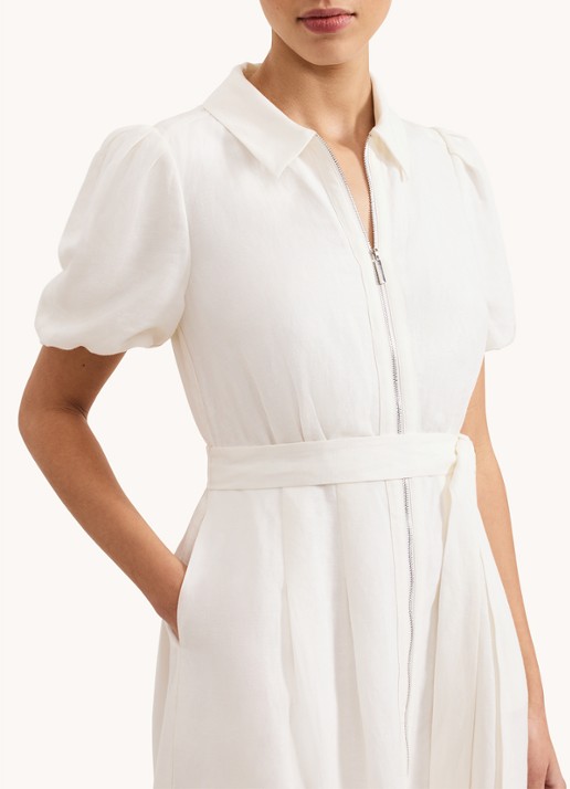 Phase Eight Betsie midi blousejurk met strikceintuur - detail 3 wit