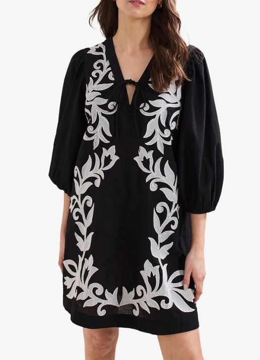 Phase Eight Bettie mini tuniekjurk in linnenblend met borduring
