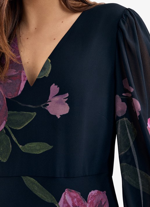 Phase Eight Betty maxi jurk met V-hals en bloemenprint - detail 5 blauw