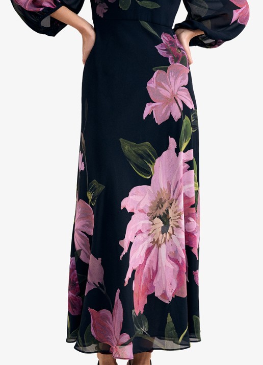 Phase Eight Betty maxi jurk met V-hals en bloemenprint - detail 6 blauw
