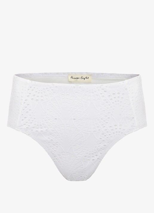 Phase Eight Bikinislip met opengewerkt dessin - voorkant wit