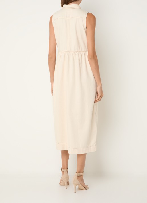 Phase Eight Blakely midi denim jurk met kraag - achterkant gebroken wit