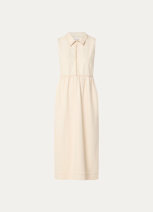 Phase Eight Blakely midi denim jurk met kraag - voorkant 3 gebroken wit