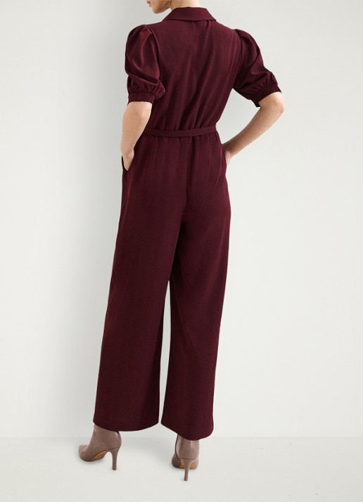 Phase Eight Candice jumpsuit met pofmouw - achterkant bordeauxrood
