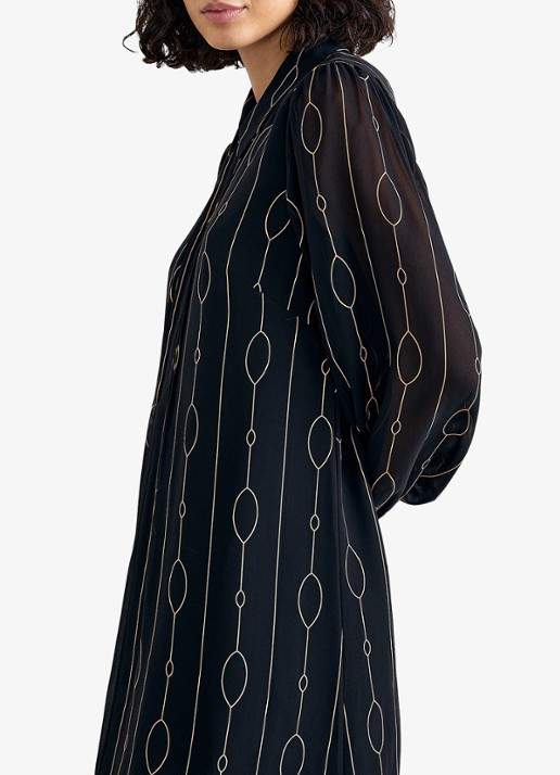 Phase Eight Candice midi blousejurk met grafische print - detail 6 zwart