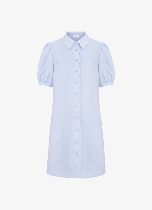Phase Eight Candice mini blousejurk in linnenblend - voorkant lichtblauw