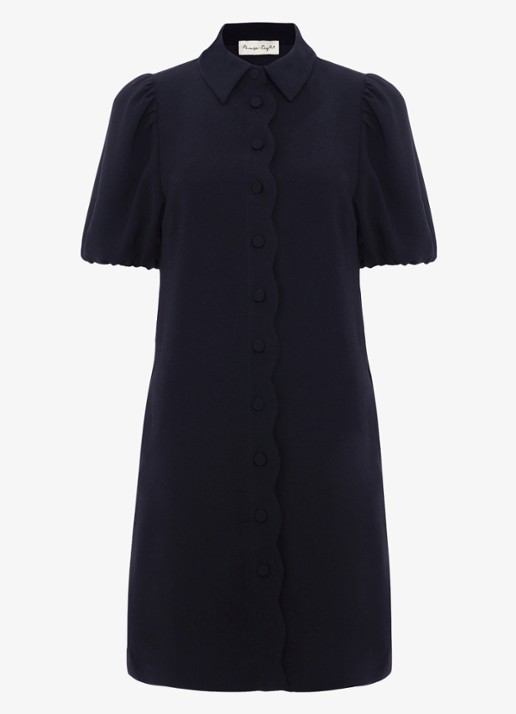 Phase Eight Candice mini blousejurk met kraag - voorkant 7 donkerblauw