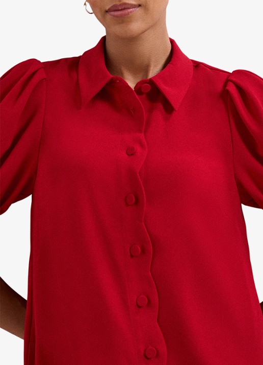 Phase Eight Candice mini jurk met pofmouw - detail 4 rood