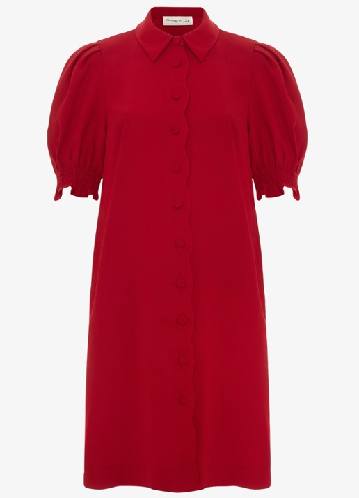 Phase Eight Candice mini jurk met pofmouw - voorkant rood