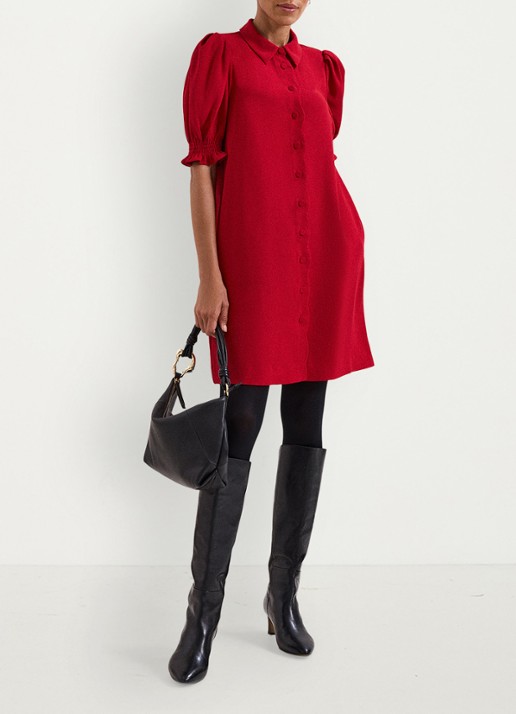 Phase Eight Candice mini jurk met pofmouw - voorkant 2 rood