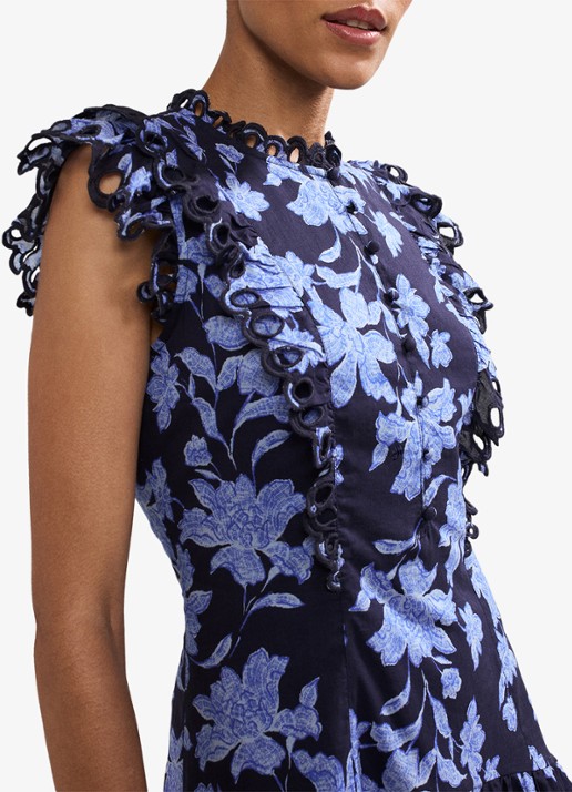 Phase Eight Caraline mini jurk met bloemenprint - detail 6 donkerblauw