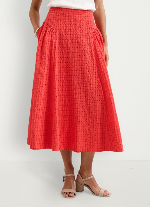 Phase Eight Carey midi rok met steekzakken en structuur