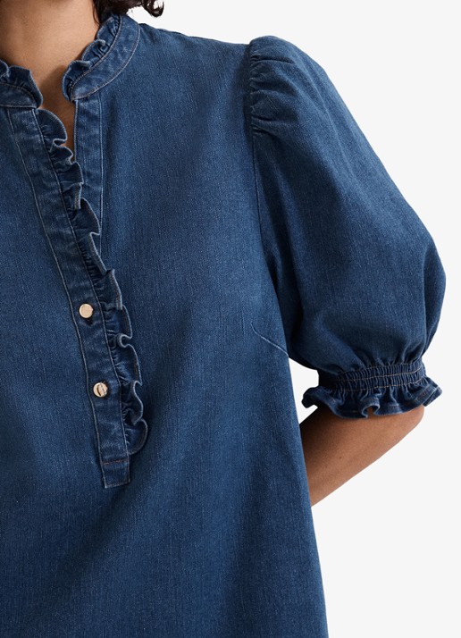 Phase Eight Carly mini tuniekjurk met pofmouw - detail 4 indigo