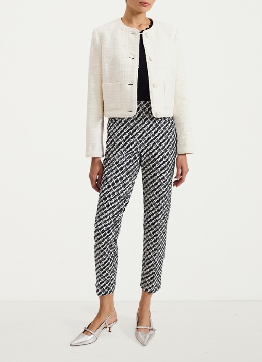 Phase Eight Carmella high waist slim fit cropped pantalon met grafische print - detail 5 donkerblauw
